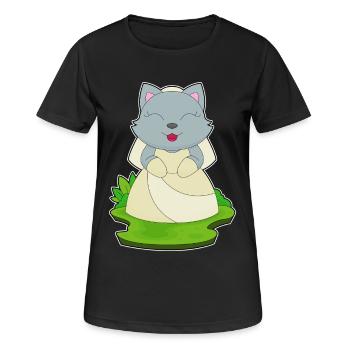 Chat Voile de mariée Mariage - T-shirt respirant Femme - noir - Devant - AI Model Female 172 light (172cm)