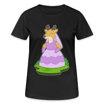 Cerf Voile de mariée Mariage - T-shirt respirant Femme - noir - Devant - AI Model Female 172 light (172cm)