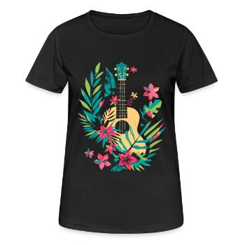 Ukulele Comic Look - Frauen T-Shirt atmungsaktiv - Schwarz - Vorne - AI Model Female 172 light (172cm)
