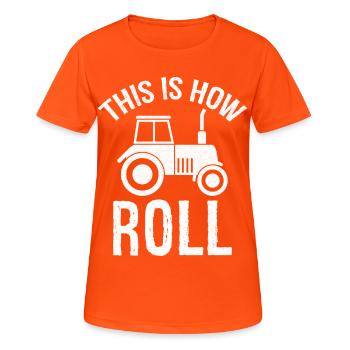 c'est comme ça que ça roule - T-shirt respirant Femme - orange néon - Devant - AI Model Female 172 dark (172cm)