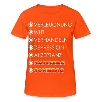 Jours de la semaine / Cycle hebdomadaire - T-shirt respirant Femme - orange néon - Devant - AI Model Female 172 dark (172cm)