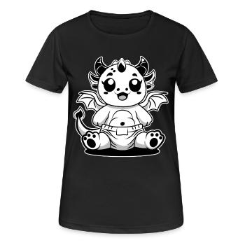 Milchdrache – Süßer Baby Drache in Windel - Frauen T-Shirt atmungsaktiv - Schwarz - Vorne - AI Model Female 172 light (172cm)