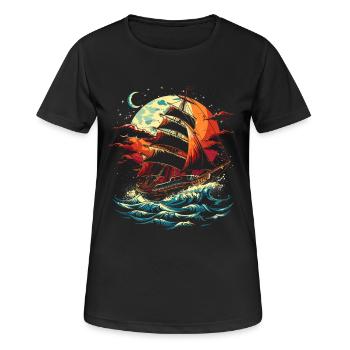 Segelschiff - Frauen T-Shirt atmungsaktiv - Schwarz - Vorne - AI Model Female 172 light (172cm)