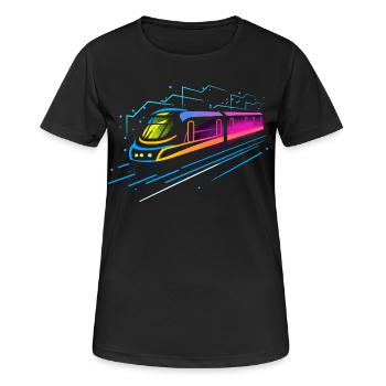 Train Cartoon Look - T-shirt respirant Femme - noir - Devant - AI Model Female 172 light (172cm)