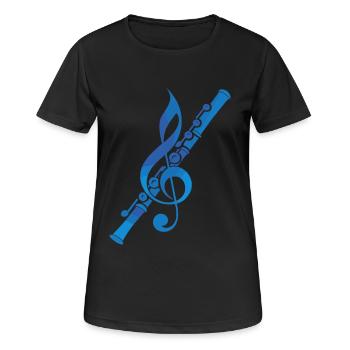Graphiques de musique de flûte - T-shirt respirant Femme - noir - Devant - AI Model Female 172 light (172cm)
