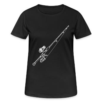 Angelrute Zeichnung - Frauen T-Shirt atmungsaktiv - Schwarz - Vorne - AI Model Female 172 light (172cm)