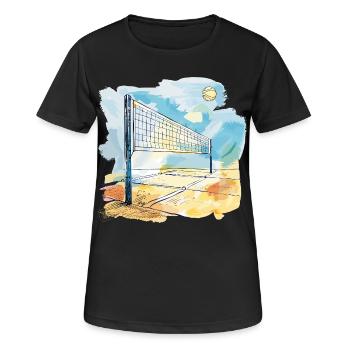 Terrain de volley-ball - T-shirt respirant Femme - noir - Devant - AI Model Female 172 light (172cm)