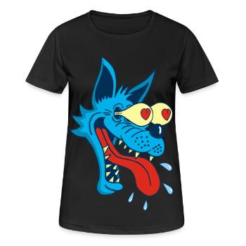 Loup de dessin animé amoureux - T-shirt respirant Femme - noir - Devant - AI Model Female 172 light (172cm)