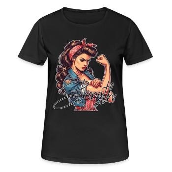 Stärke starke Frau Rockabilly Geschenk - Frauen T-Shirt atmungsaktiv - Schwarz - Vorne - AI Model Female 172 light (172cm)