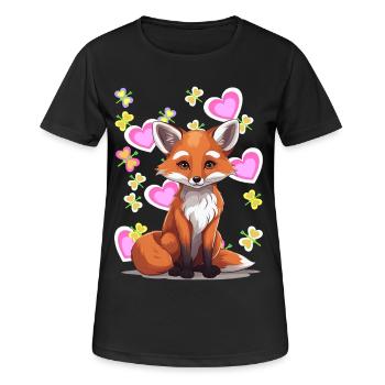 Renard Renards Enfant Enfants Coeur Rétro Années 80 - T-shirt respirant Femme - noir - Devant - AI Model Female 172 light (172cm)