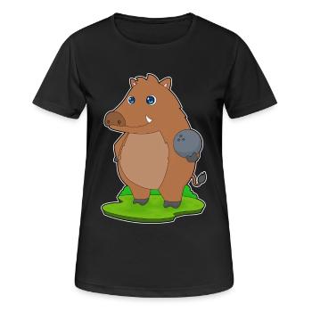 Eber Bowling Bowlingkugel - Frauen T-Shirt atmungsaktiv - Schwarz - Vorne - AI Model Female 172 light (172cm)