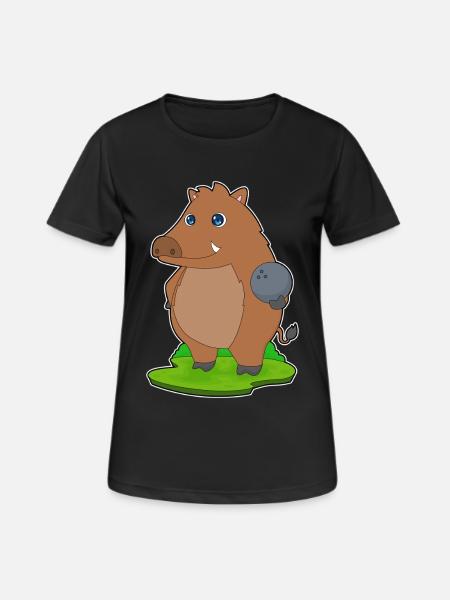 Eber Bowling Bowlingkugel - Frauen T-Shirt atmungsaktiv - Schwarz