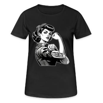 Stärke starke Frau Rockabilly Geschenk - Frauen T-Shirt atmungsaktiv - Schwarz - Vorne - AI Model Female 172 light (172cm)