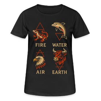 Symboles d’animaux alchimiques | L’art des quatre éléments - T-shirt respirant Femme - noir - Devant - AI Model Female 172 light (172cm)