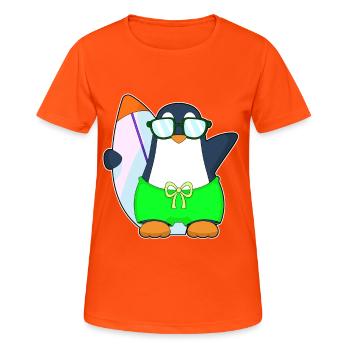 Été de surf Penguin - T-shirt respirant Femme - orange néon - Devant - AI Model Female 172 dark (172cm)