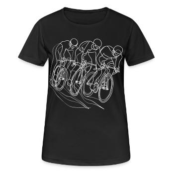 Radfahrer Strichzeichnung - Frauen T-Shirt atmungsaktiv - Schwarz - Vorne - AI Model Female 172 light (172cm)