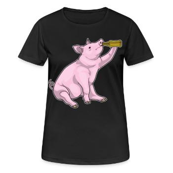 Bouteille de bière de porc - T-shirt respirant Femme - noir - Devant - AI Model Female 172 light (172cm)