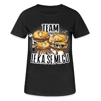Team Le.Ka.Se.Mi.Gu – Brotzeit Crew. - Frauen T-Shirt atmungsaktiv - Schwarz - Vorne - AI Model Female 172 light (172cm)
