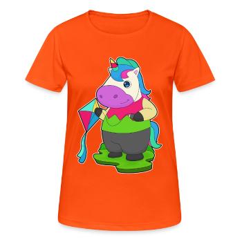 Unicorn Kite Flying Kite - Women's Breathable T-Shirt - neon orange - Front - AI Model Female 172 dark (172cm)