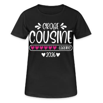 Große Cousine 2026 - Frauen T-Shirt atmungsaktiv - Schwarz - Vorne - AI Model Female 172 light (172cm)