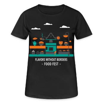 Street Food Festival - Women's Breathable T-Shirt - black - Front - AI Model Female 172 light (172cm)