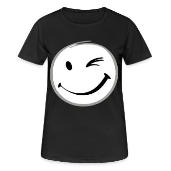 Clin d’œil sourire - T-shirt respirant Femme - noir - Devant - AI Model Female 172 light (172cm)