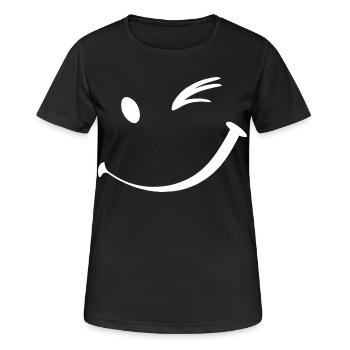 Clin d’œil, sourire clignant de l’œil - T-shirt respirant Femme - noir - Devant - AI Model Female 172 light (172cm)