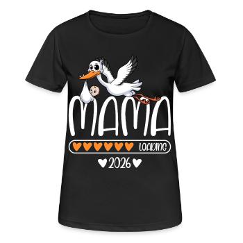 Mama 2026 loading - Frauen T-Shirt atmungsaktiv - Schwarz - Vorne - AI Model Female 172 light (172cm)