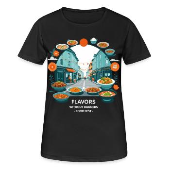 Street Food Festival - Women's Breathable T-Shirt - black - Front - AI Model Female 172 light (172cm)