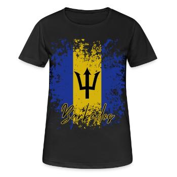 Flagge von Barbados, Barbados-Stolz - Frauen T-Shirt atmungsaktiv - Schwarz - Vorne - AI Model Female 172 light (172cm)