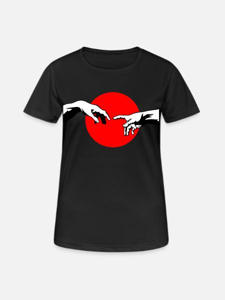The Creation of Adam hands inspiration design - Women's Breathable T-Shirt - black
