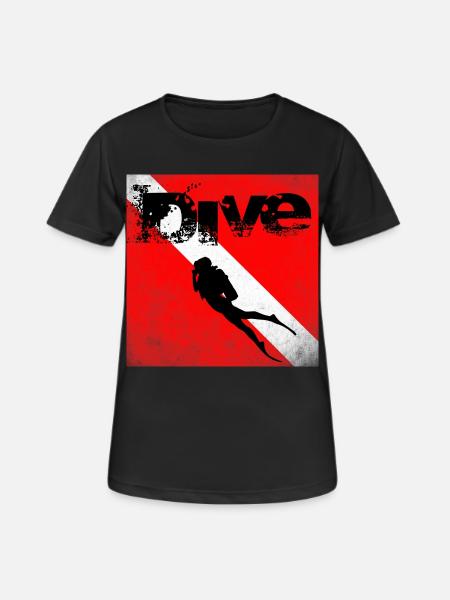 American Diver Down Flag SCUBA - Women's Breathable T-Shirt - black