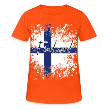 Finnish pride, flag of Finland - Women's Breathable T-Shirt - neon orange - Front - AI Model Female 172 dark (172cm)