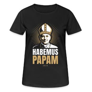 Habemus Papam 2025 Portrait du pape Élection du pape Vatican - T-shirt respirant Femme - noir - Devant - AI Model Female 172 light (172cm)