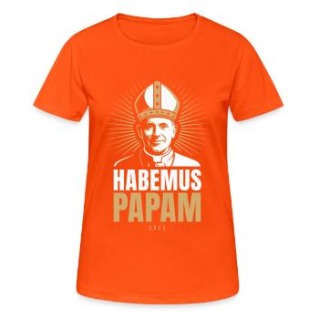 Habemus Papam 2025 Portrait du pape Élection du pape Vatican - T-shirt respirant Femme - orange néon - Devant - AI Model Female 172 dark (172cm)