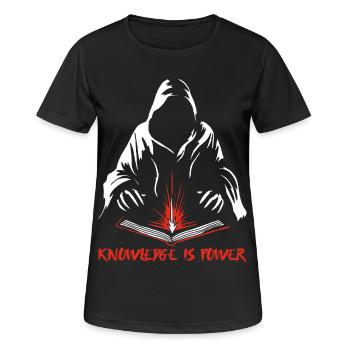 Wissen ist Macht - Frauen T-Shirt atmungsaktiv - Schwarz - Vorne - AI Model Female 172 light (172cm)