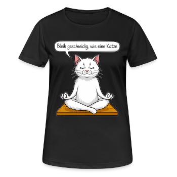 Cat Meditation - Women's Breathable T-Shirt - black - Front - AI Model Female 172 light (172cm)