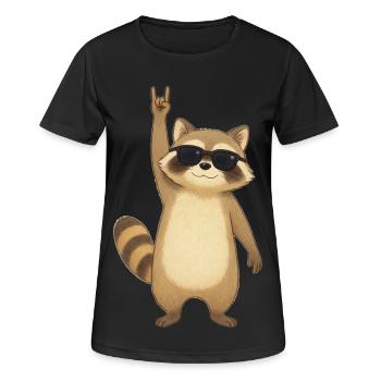 Retro Raccoon Rocker - Women's Breathable T-Shirt - black - Front - AI Model Female 172 light (172cm)