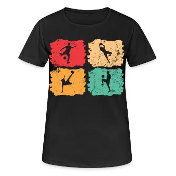 Fußball-Vintage – Solar Pulse - Frauen T-Shirt atmungsaktiv - Schwarz - Vorne - AI Model Female 172 light (172cm)