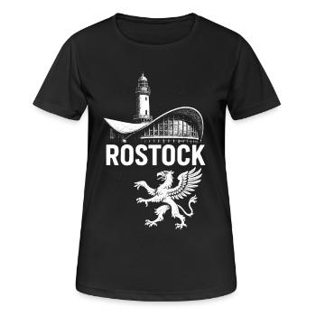 Rostock Teepot & Greif - Frauen T-Shirt atmungsaktiv - Schwarz - Vorne - AI Model Female 172 light (172cm)
