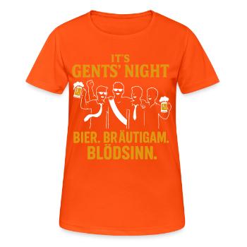 Gents Night – Bier, Bräutigam, Blödsinn! - Frauen T-Shirt atmungsaktiv - Neonorange - Vorne - AI Model Female 172 dark (172cm)