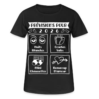 Prognosen für 2026, zukünftige Mama, zukünftiger Vater - Frauen T-Shirt atmungsaktiv - Schwarz - Vorne - AI Model Female 172 light (172cm)