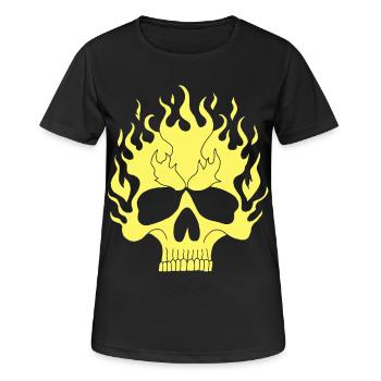 Crâne enflammé jaune - T-shirt respirant Femme - noir - Devant - AI Model Female 172 light (172cm)