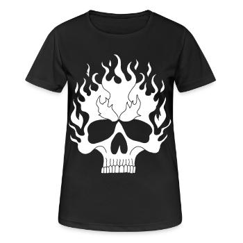 Crâne enflammé blanc - T-shirt respirant Femme - noir - Devant - AI Model Female 172 light (172cm)