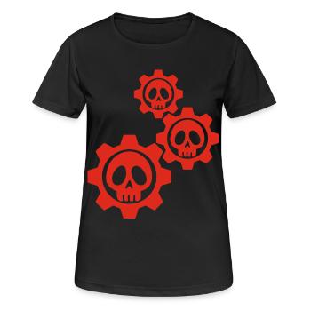 Engrenages et crânes rouges - T-shirt respirant Femme - noir - Devant - AI Model Female 172 light (172cm)