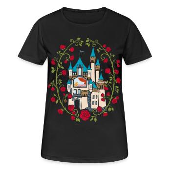 Dornröschen Schloss Märchen - Frauen T-Shirt atmungsaktiv - Schwarz - Vorne - AI Model Female 172 light (172cm)