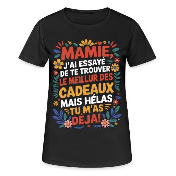 Granny Gift Mother's Day 2026 Humor Flower - Women's Breathable T-Shirt - black - Front - AI Model Female 172 light (172cm)