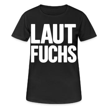 LAUTFUCHS - Frauen T-Shirt atmungsaktiv - Schwarz - Vorne - AI Model Female 172 light (172cm)