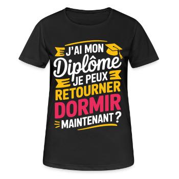 Ich habe mein Diplom, ich kann wieder schlafen gehen - Frauen T-Shirt atmungsaktiv - Schwarz - Vorne - AI Model Female 172 light (172cm)