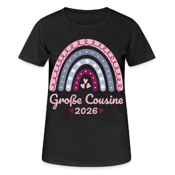 Große Cousine 2026 Regenbogen - Frauen T-Shirt atmungsaktiv - Schwarz - Vorne - AI Model Female 172 light (172cm)
